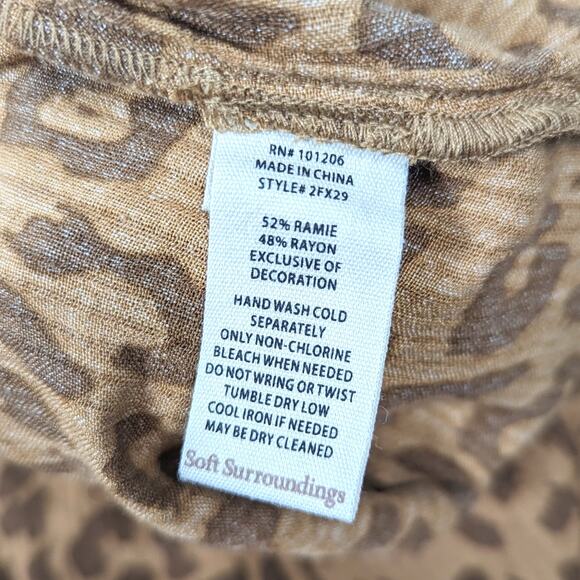 Soft Surroundings Pants Women's Size Large Brown Haya Crop Mocha Leopard - Picture 7 of 7